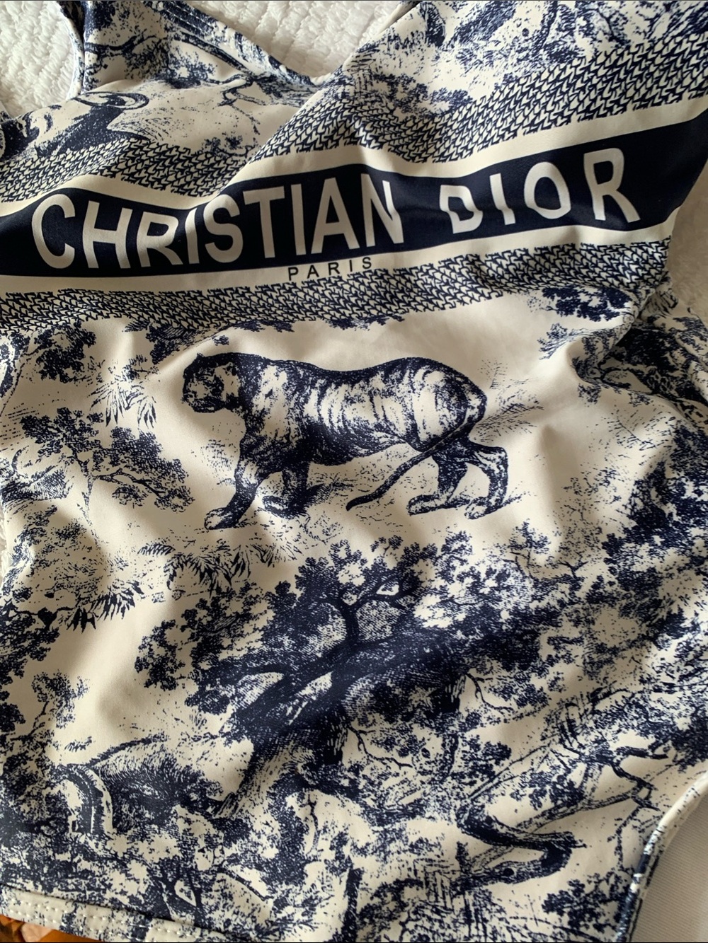 Dior Navy & White Toile Logo One-Piece Swimsuit - Picture 5 of 6
